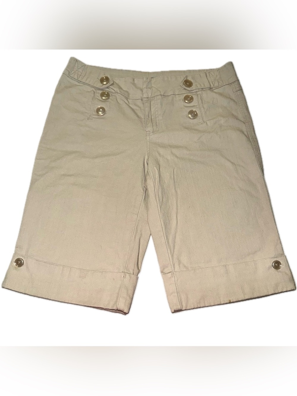 BeBop Tan Sailor Style Cuffed Bermuda Shorts, Juniors Sz 11